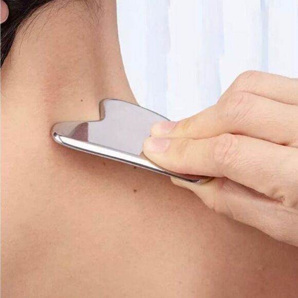 NEW WITH BOX STAINLESS STEEL GUA SHA SILVER - Picture 5 of 9